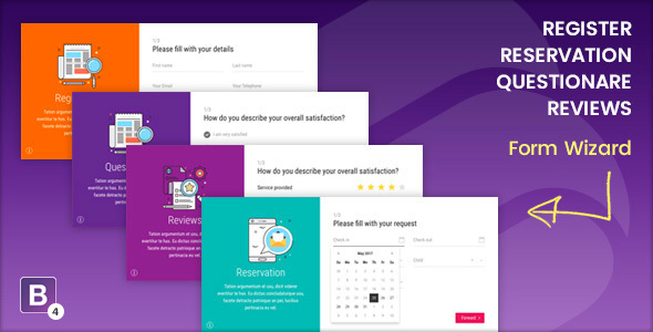 Bootstrap4注册预订问答评论表单向导插件